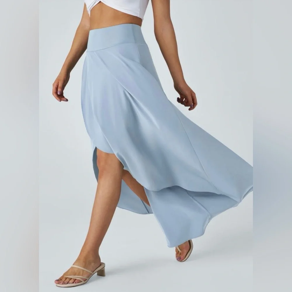 NWT Halara Breezeful High Waisted High Low Ruffle 2-in-1 Flowy Maxi Skirt. X-Lrg